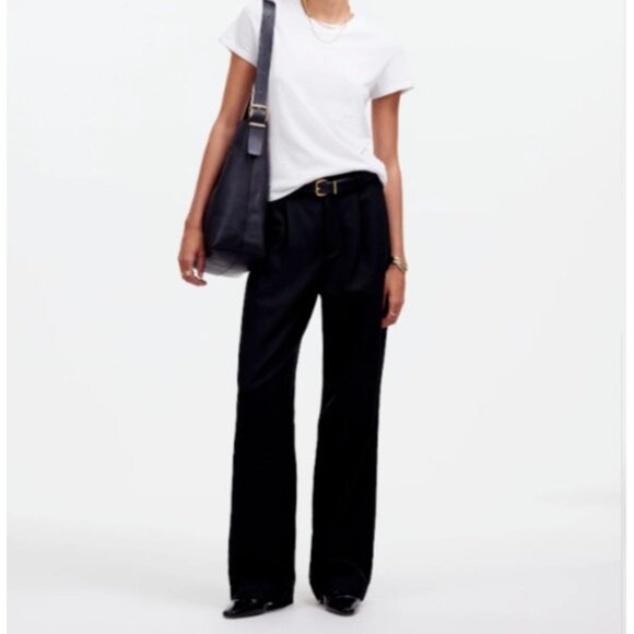 Madewell Slouchy‎ Straight Pants in Drapey Twill Black Trousers NS451 Size 0 P - Picture 2 of 13